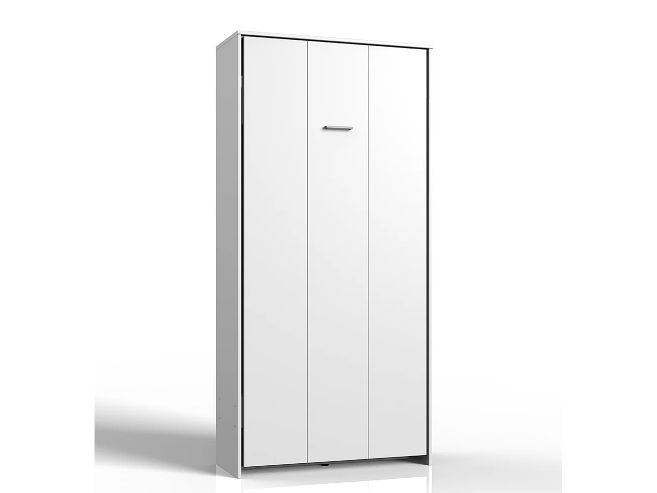 Lit escamotable vertical coloris blanc - Longueur 102 x Hauteur 213 x Profondeur 43-217 cm