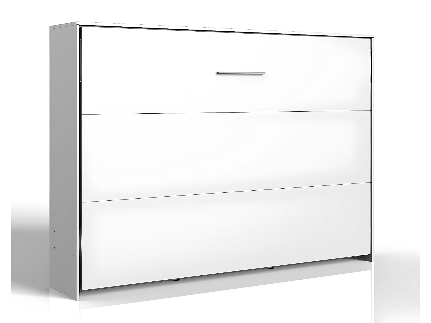 Lit escamotable horizontal coloris blanc - L. 212 x H. 154 x P. 43-167 cm