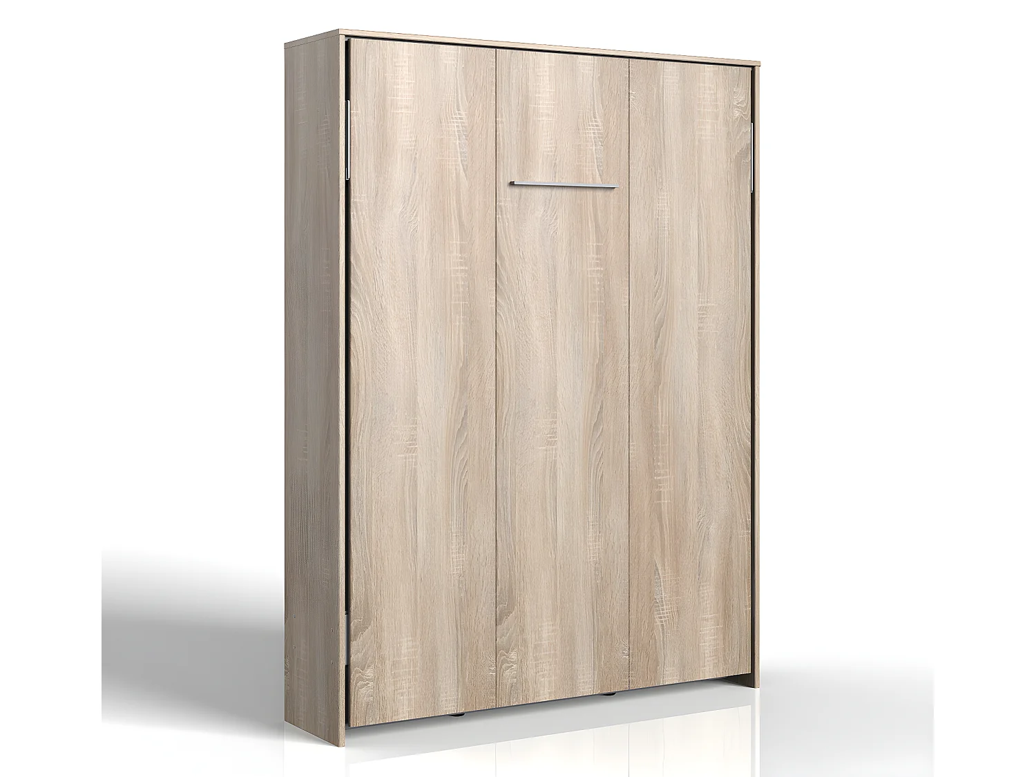 Lit escamotable vertical coloris imitation chêne - L. 152 x H. 213 x P. 43-217 cm