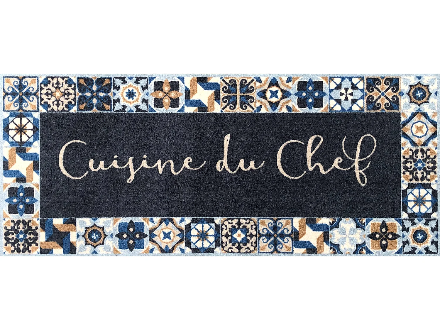 Tapis de cuisine " Cuisine du Chef bordure Carreaux de ciment " en polyamide