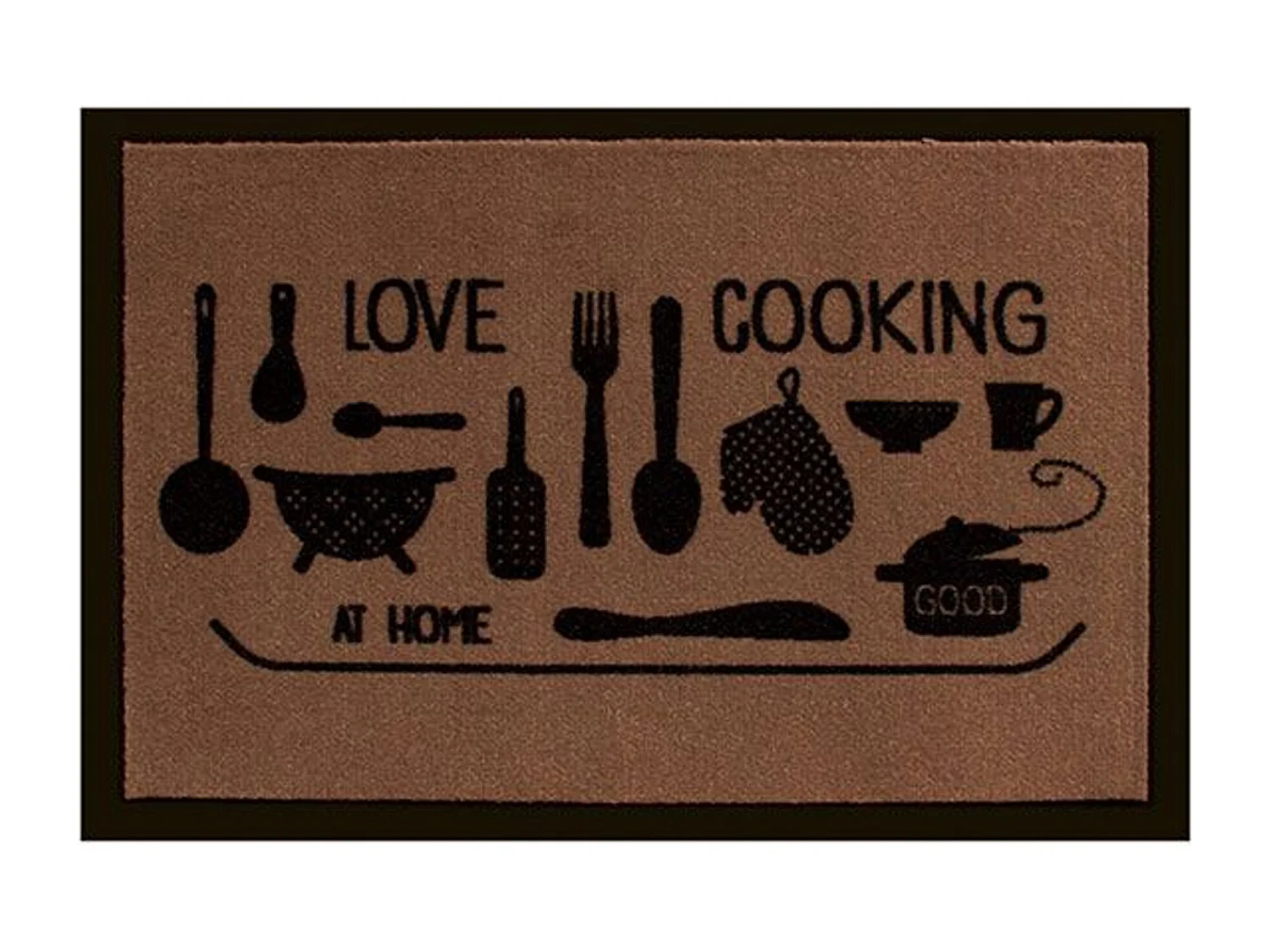 Tapis de cuisine 100% polyamide décor Love cooking - Dim : 50 x 75 cm