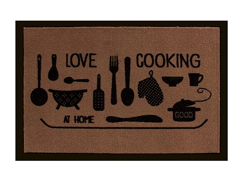 Tapis de cuisine 100% polyamide décor Love cooking - Dim : 50 x 75 cm