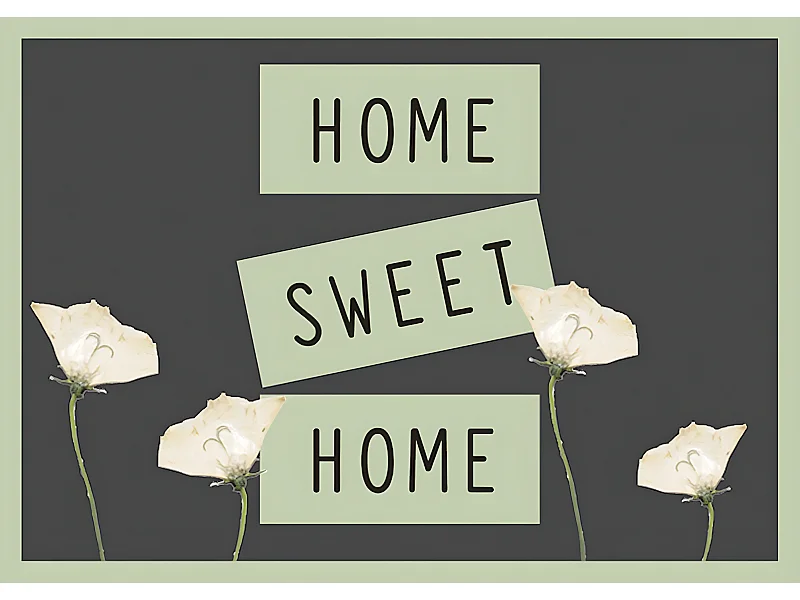 Tapis anti-poussière " Flores Sweet Home " en polyamide - Largeur 40 x Longueur 60 cm