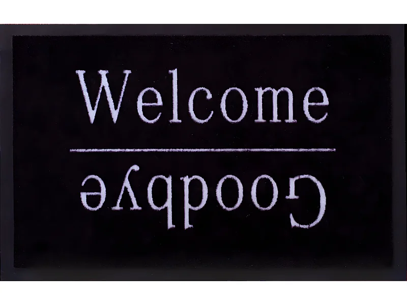 Tapis anti-poussière " Welcome Goodbye " en polyamide - Largeur 40 x Longueur 60 cm