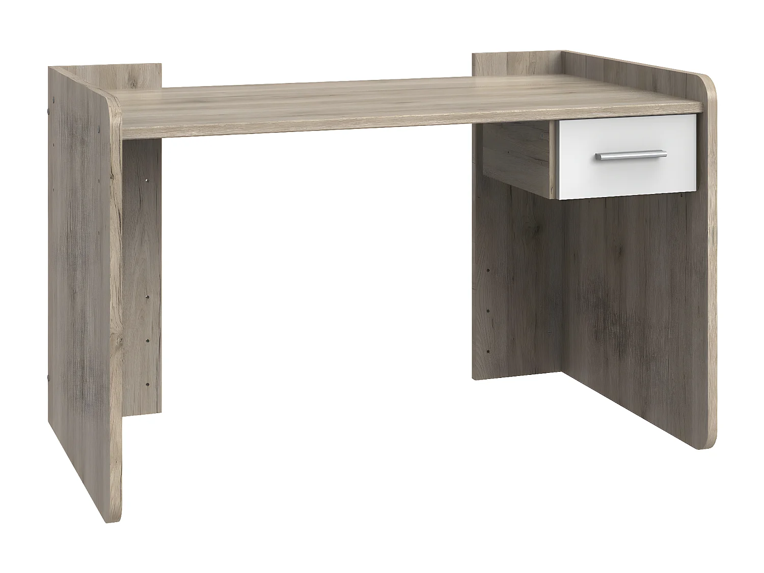 Bureau réglable en H. coloris Imitation chêne San Remo, rechampis blanc - L. 124 x H. 77 x P. 70 cm