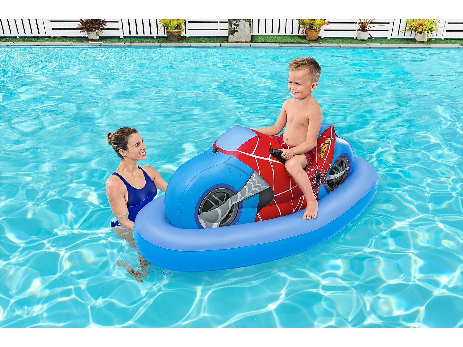 Bestway Bouée gonflable moto spider-man à chevaucher, 170 x 84 cm - 98794
