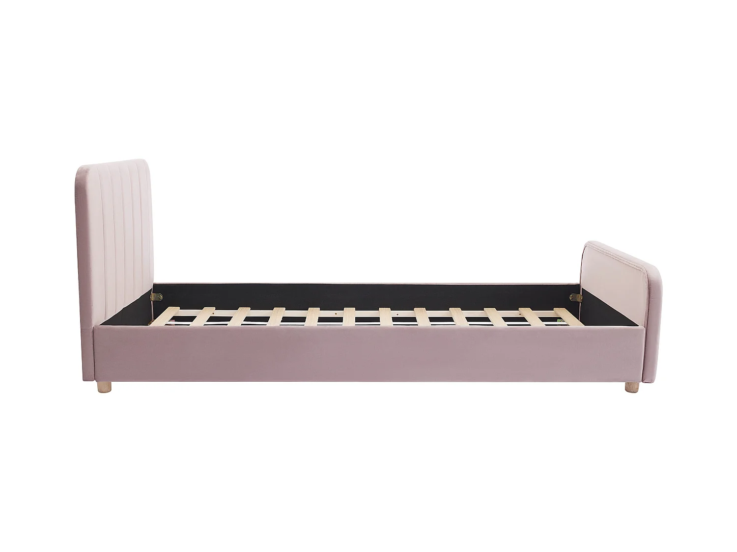 Bett mit vertikalen Ziernähten - 90 x 190 cm - Samt - Rosa - ROGADI