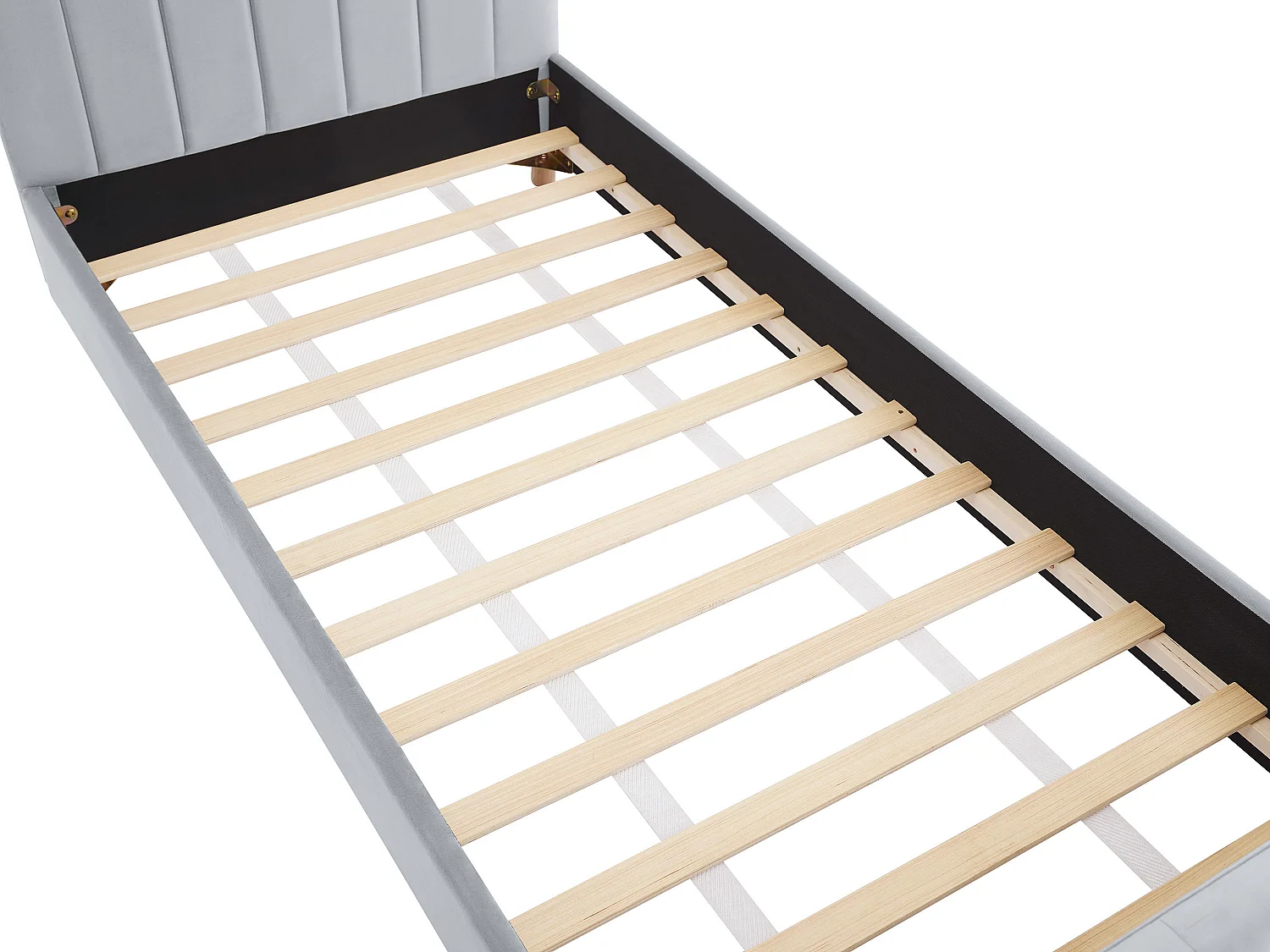 Cama 90x190 cm veludo com costuras verticais cinza - ROGADI