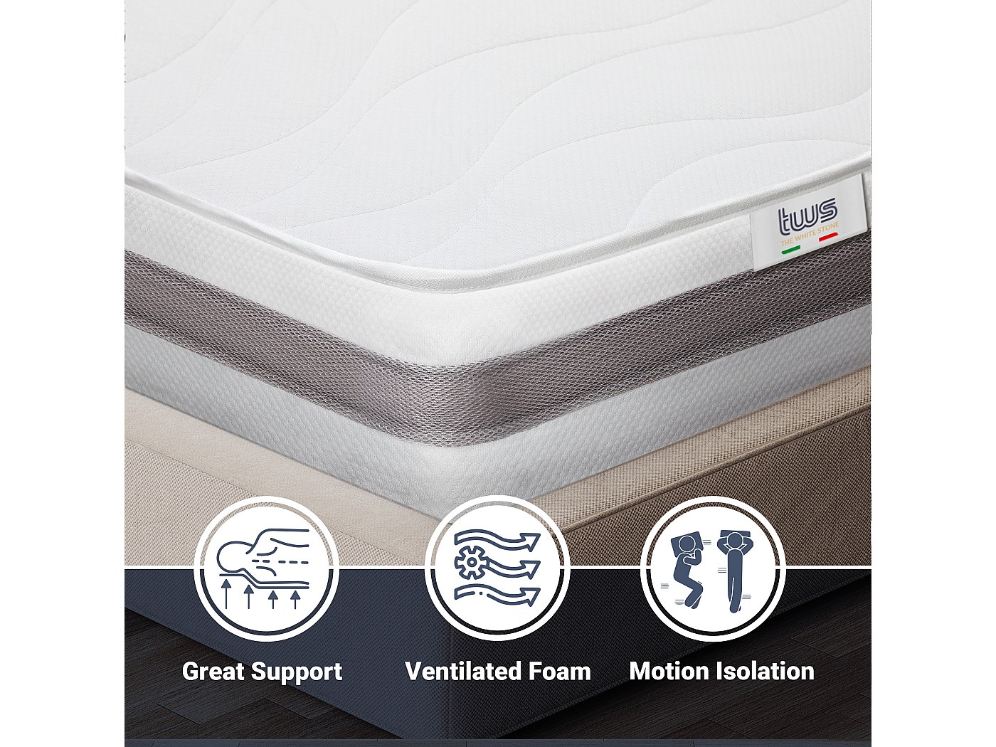 TANHK Matelas Simple à Mémoire De Forme Made In Italy | Orthopédique Fermetée Moyenne | Système Anti Points De Pression | Hypoallergénique, Anti - 8