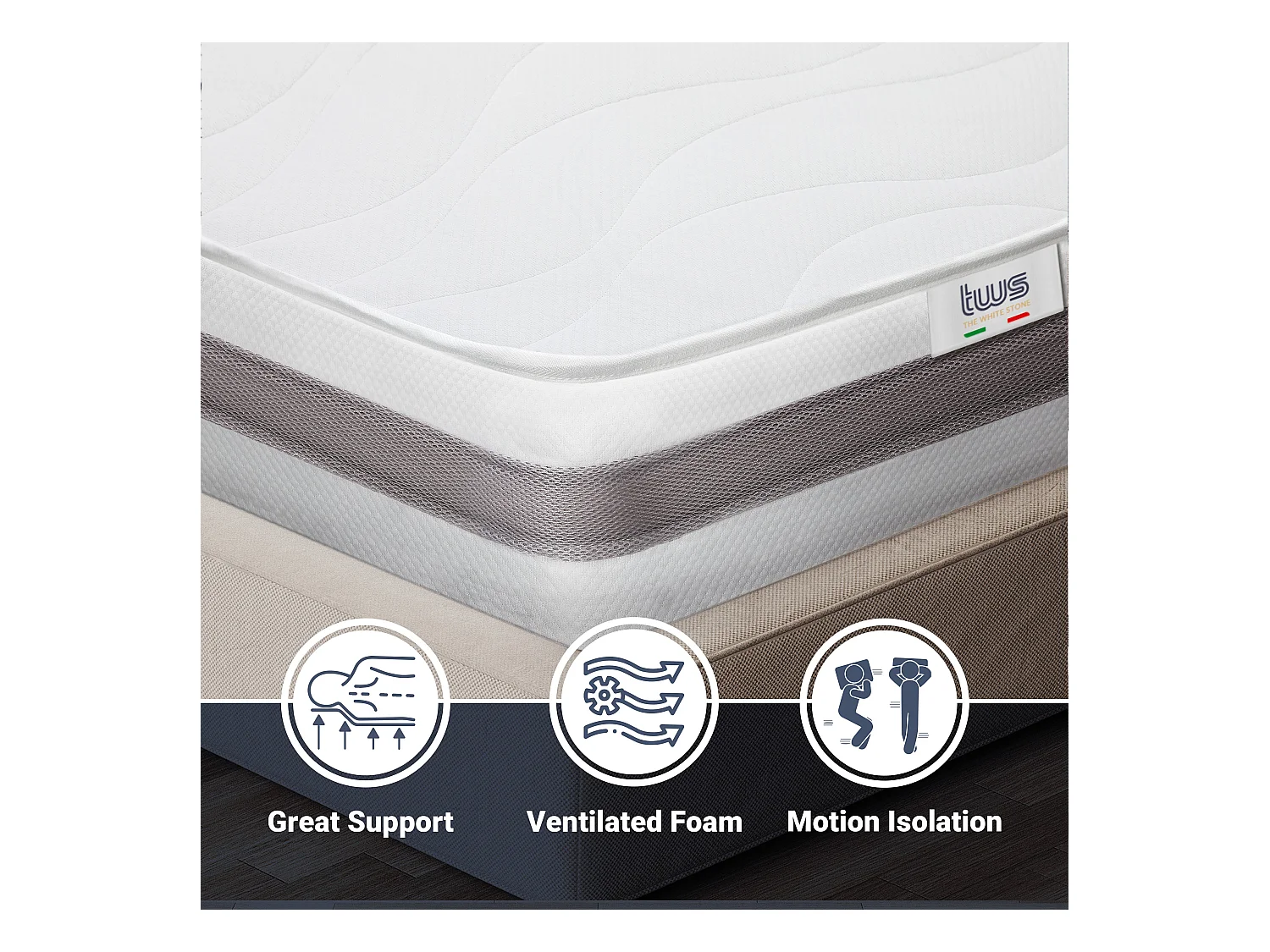 Dubbel matras Francese 140x195 Memory Orthopedisch, antibacterieel, mijtwerend, anti-allergisch | Hoogte 20 cm | Made in Italy