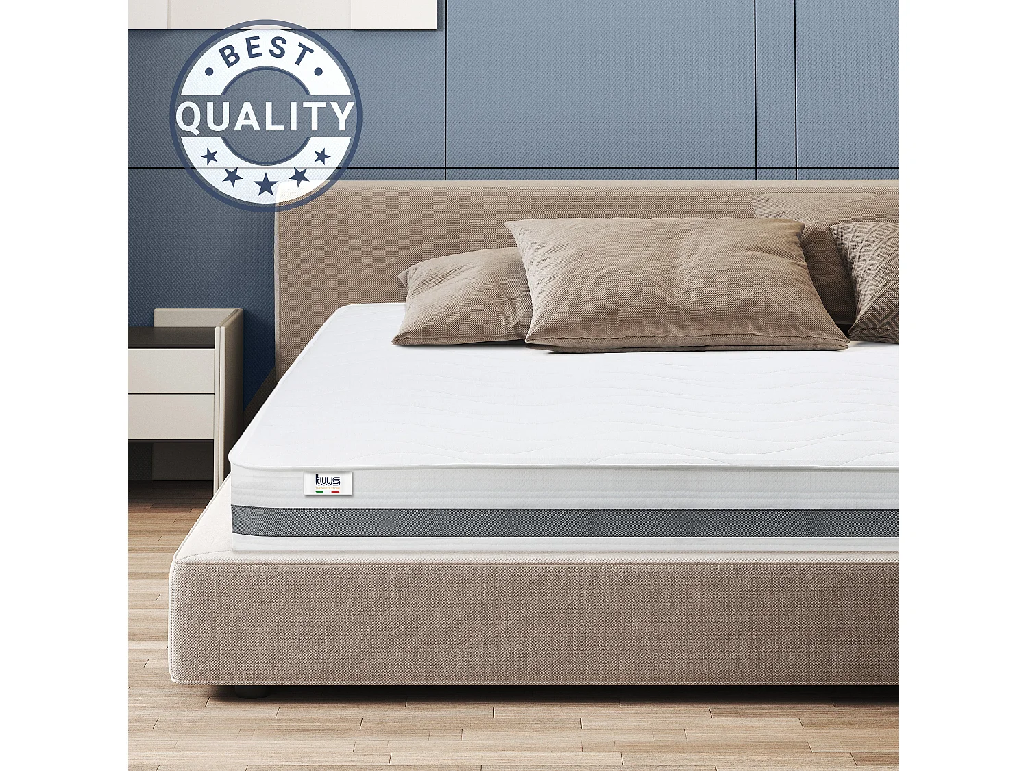 Eenpersoons Matras 90x210 Memory Orthopedisch, antibacterieel, mijtwerend, anti-allergisch | Hoogte 20 cm | Made in Italy