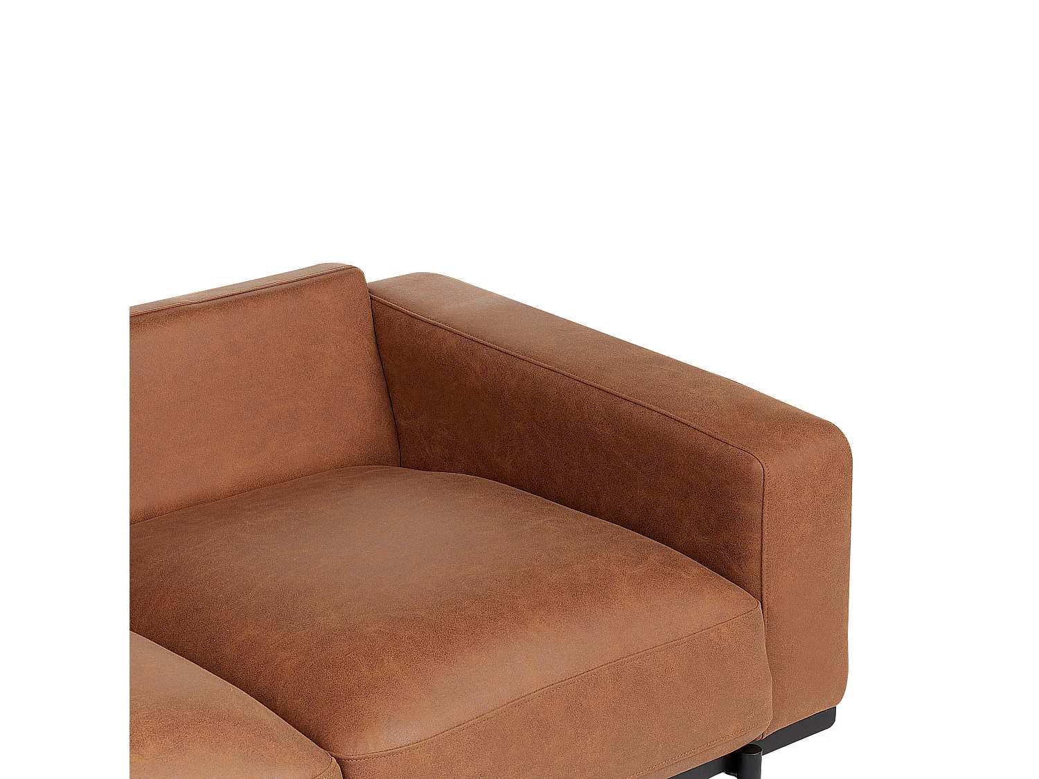 2-Sitzer Sofa Stoff braun Lederoptik mit Metallbeinen dicke Sitzkissen Sovik