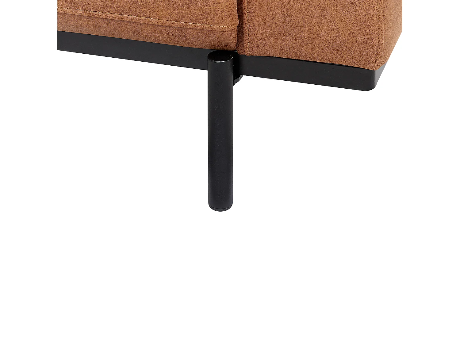 2-Sitzer Sofa Stoff braun Lederoptik mit Metallbeinen dicke Sitzkissen Sovik