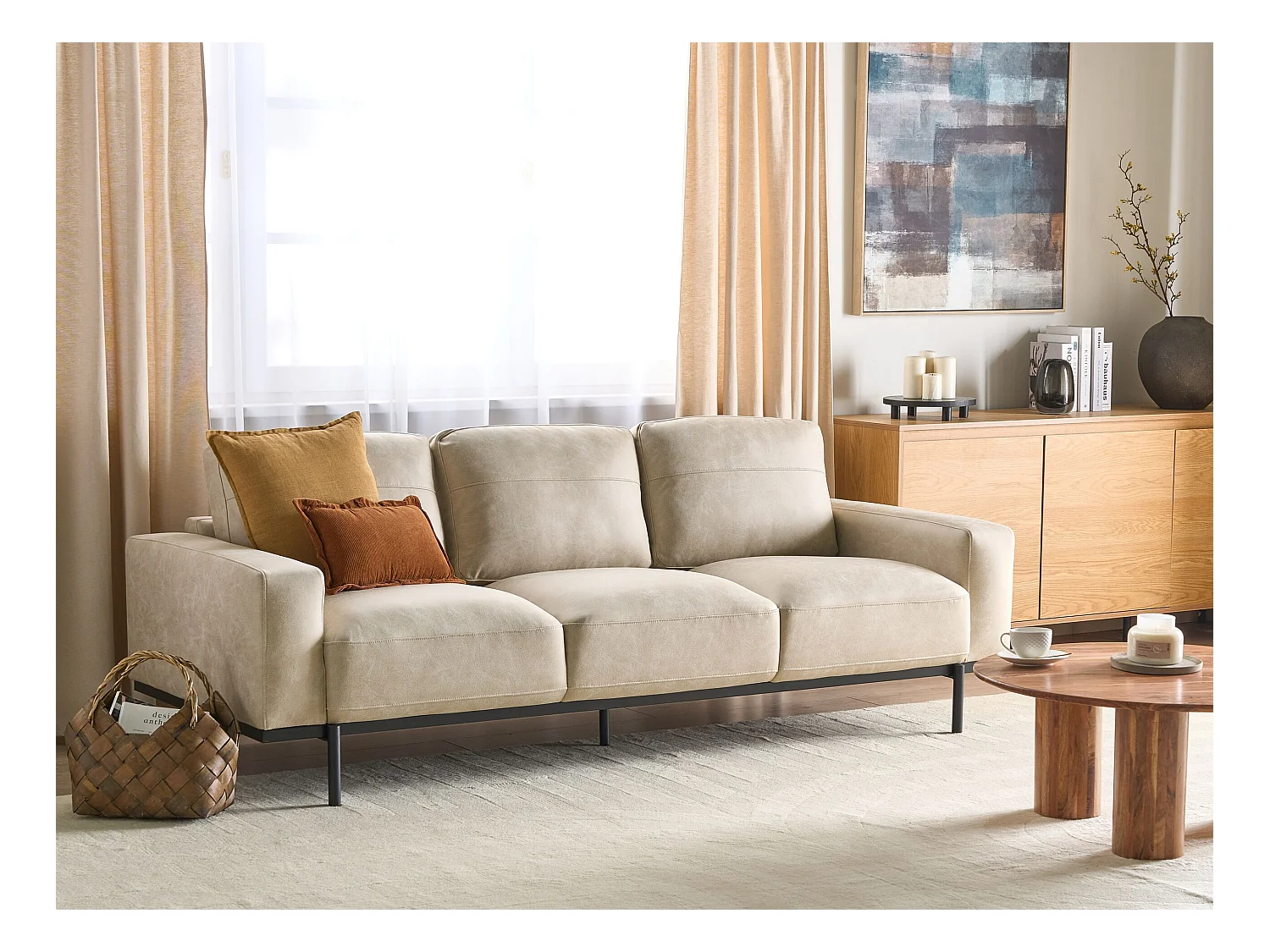 Bank SOVIK Stof Beige 3-zitter