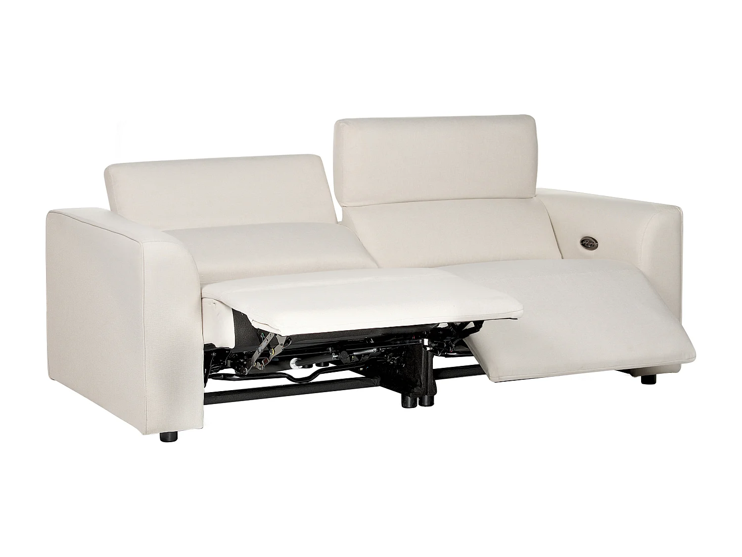 Canapé relax électrique 2 places ULVEN Tissu Beige clair avec port USB