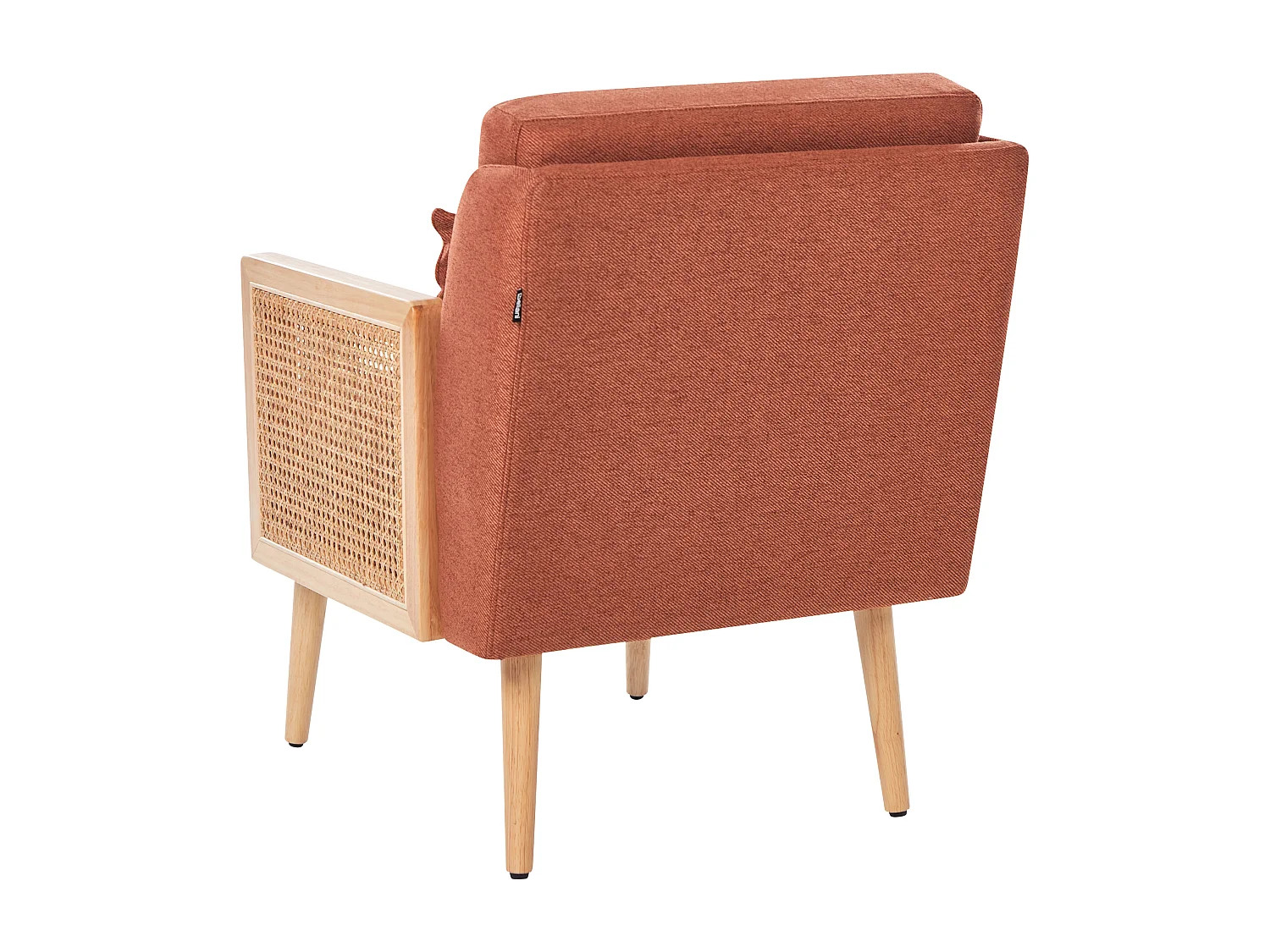 Sessel Stoff orange Wiener-Geflecht Rattan mit hellen Holzbeinen Kissen Orum