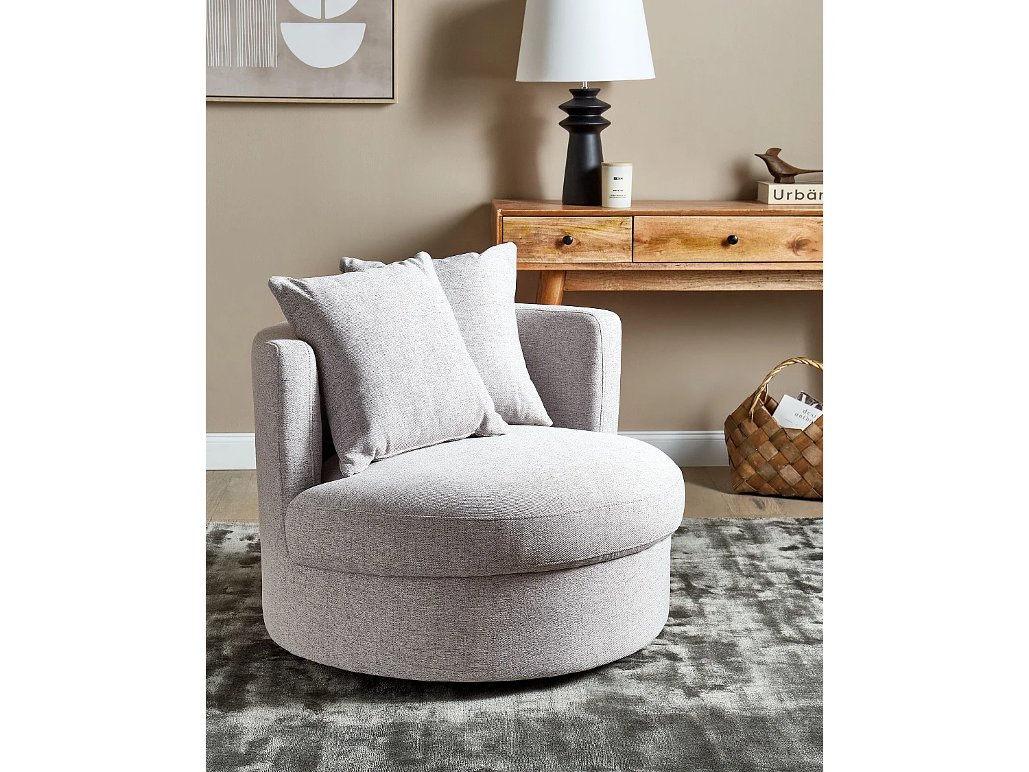 Poltrona girevole DALBY Tessuto Grigio chiaro