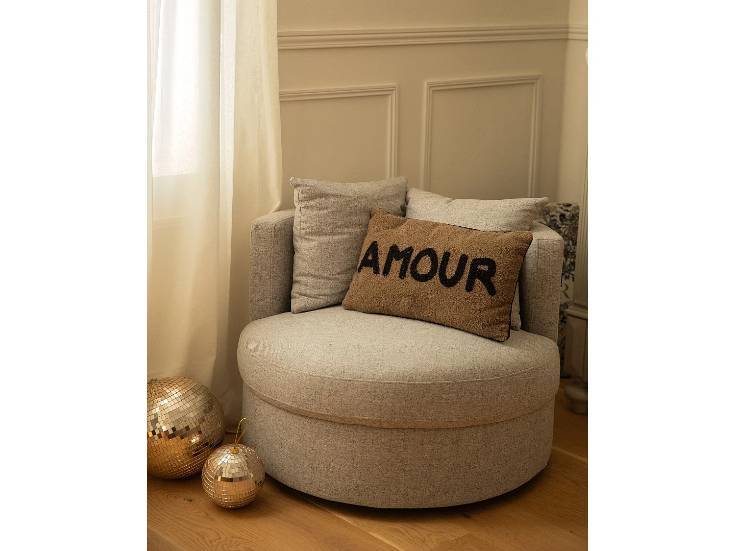 Fauteuil pivotant DALBY Tissu Gris clair