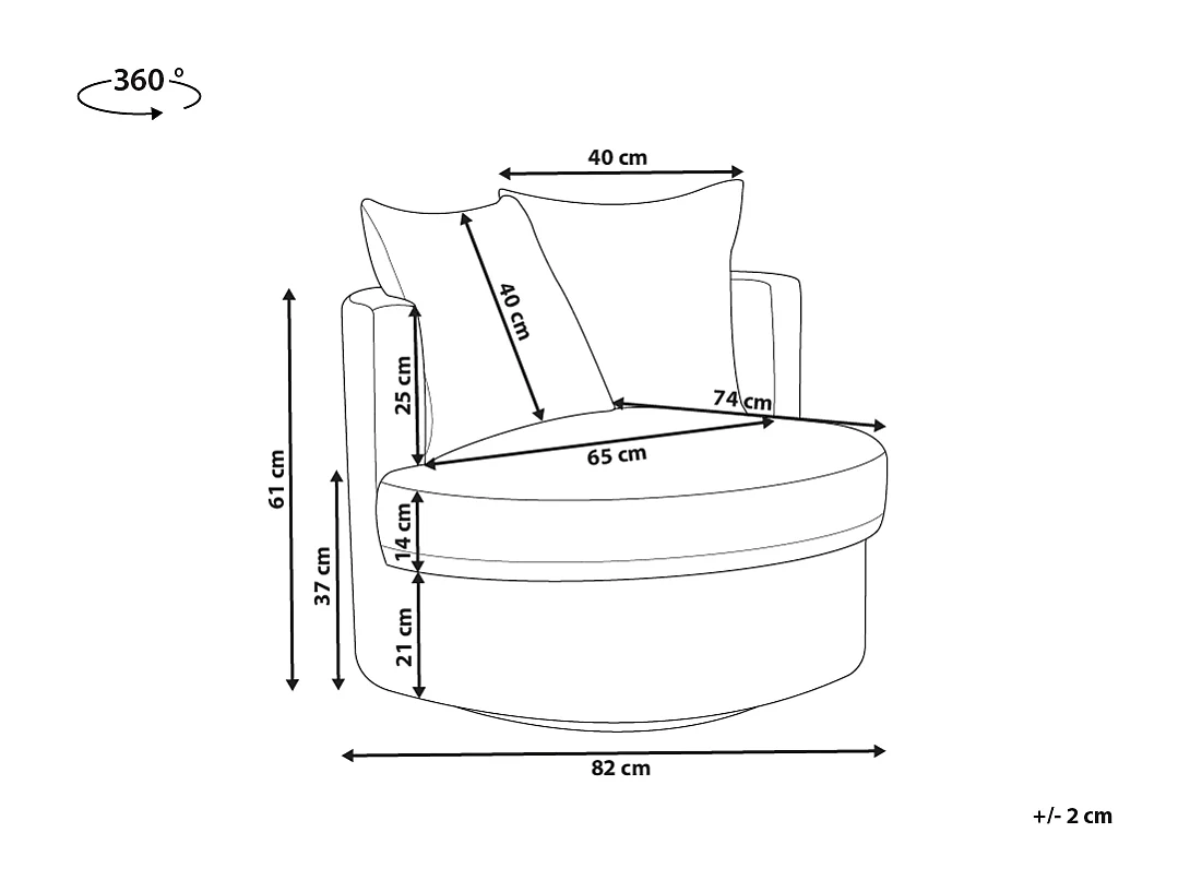 Poltrona giratória DALBY Tecido Cinzento claro