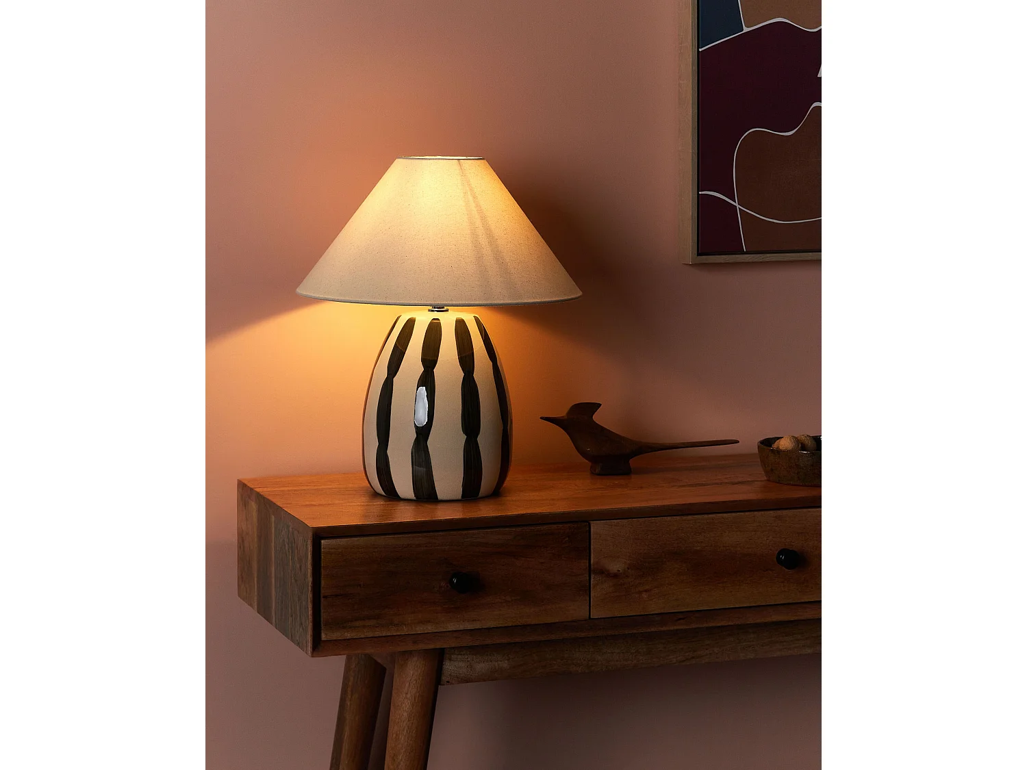 Lampada da tavolo LUCHETTI Ceramica Nero/ Bianco