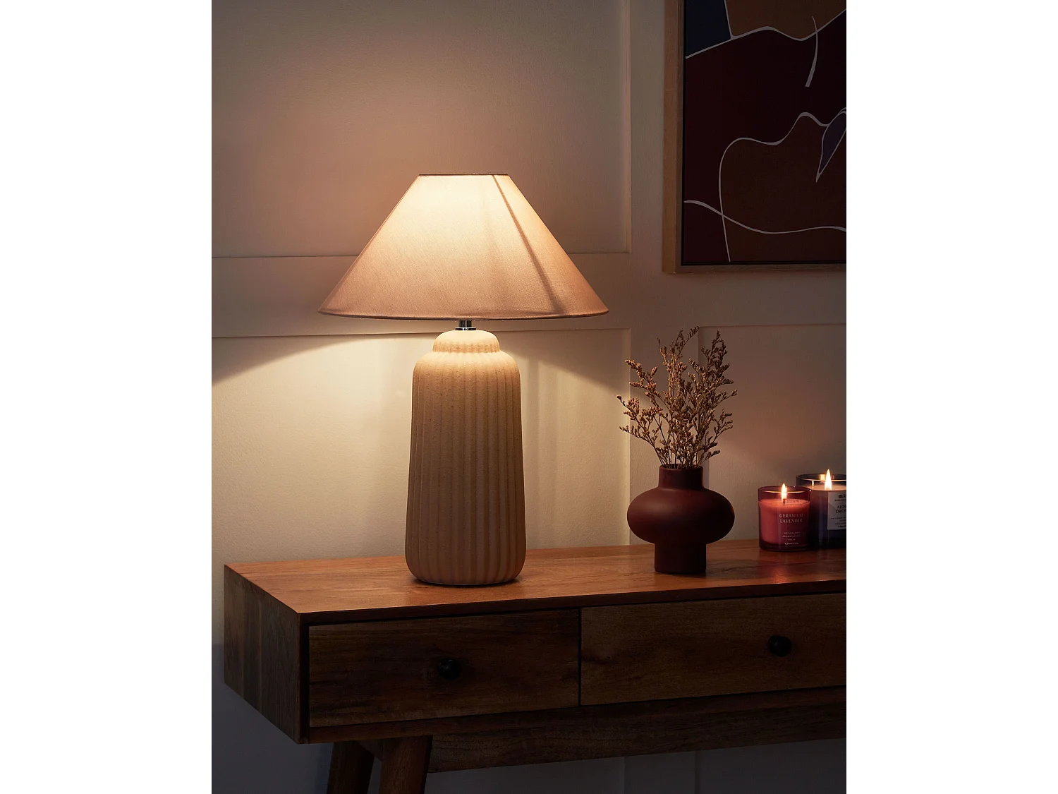 Lampe à poser NURIA Céramique Beige sable