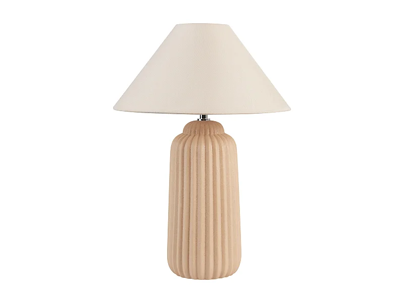 Nachttischleuchte aus Keramik gerillte Sockel Beige Nuria