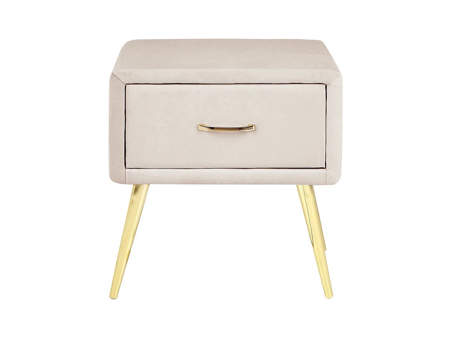 Table de nuit à 1 tiroir FLAYAT Velours Beige clair