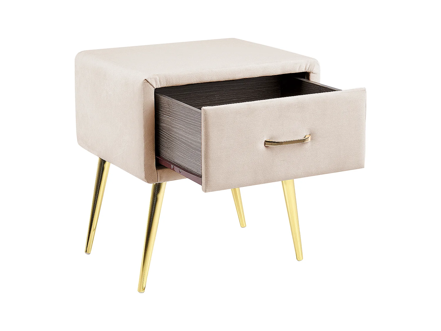 Table de nuit à 1 tiroir FLAYAT Velours Beige clair