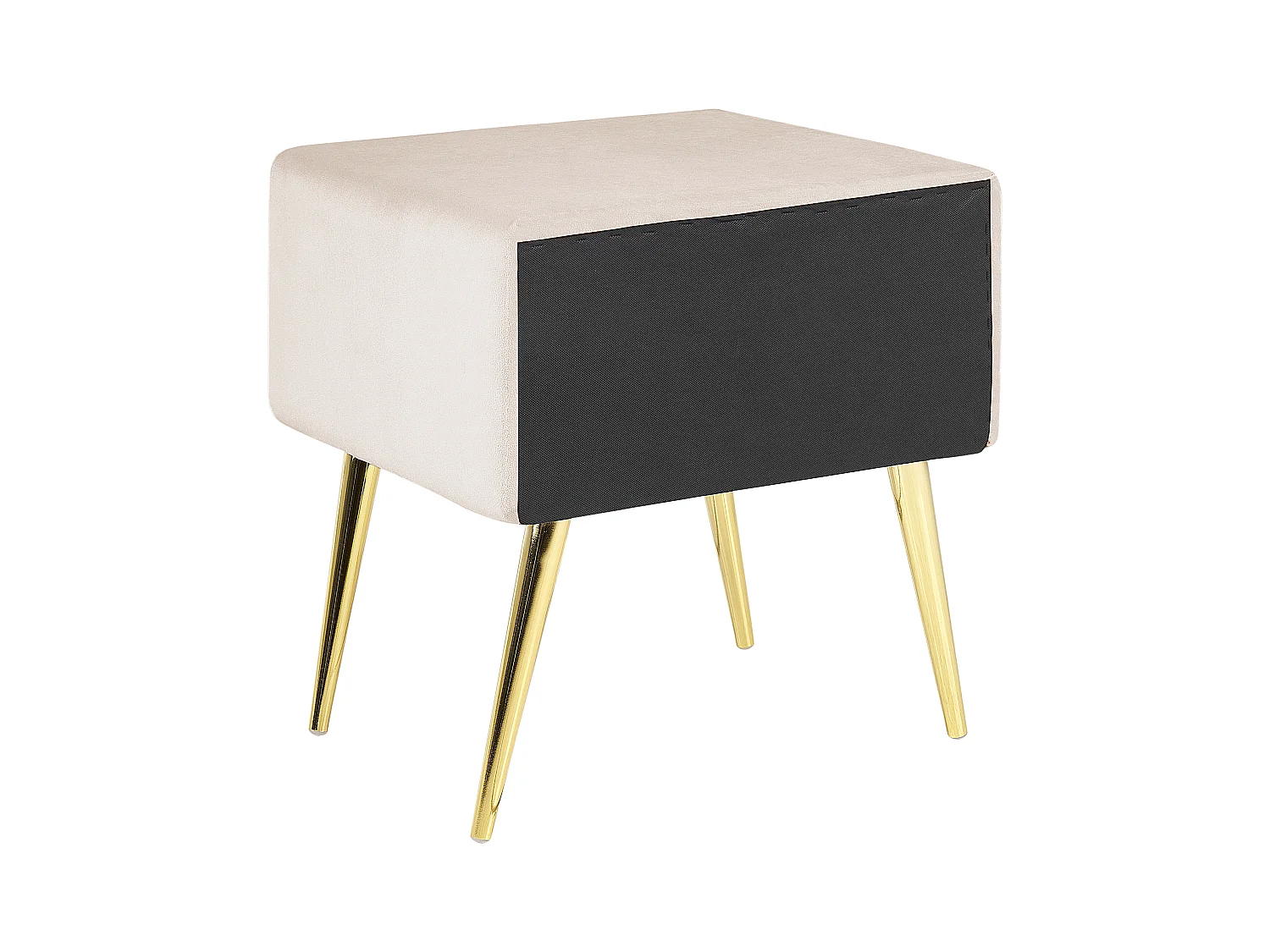 Table de nuit à 1 tiroir FLAYAT Velours Beige clair