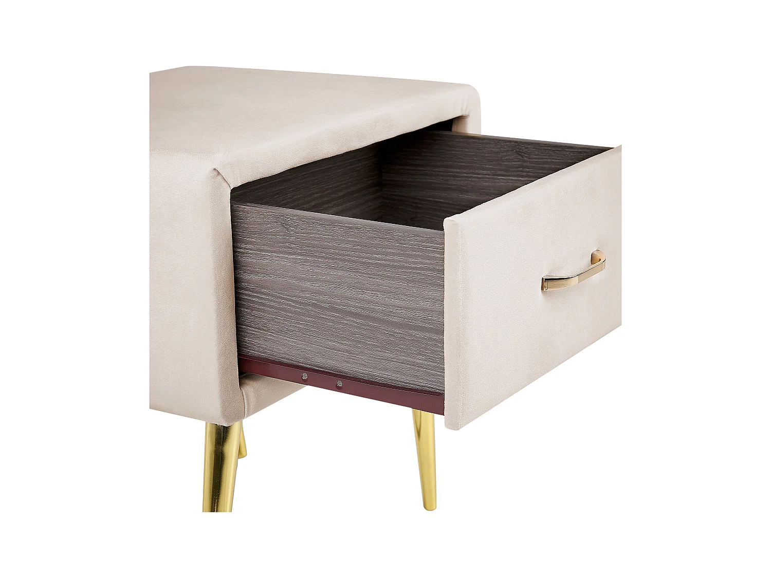 Table de nuit à 1 tiroir FLAYAT Velours Beige clair