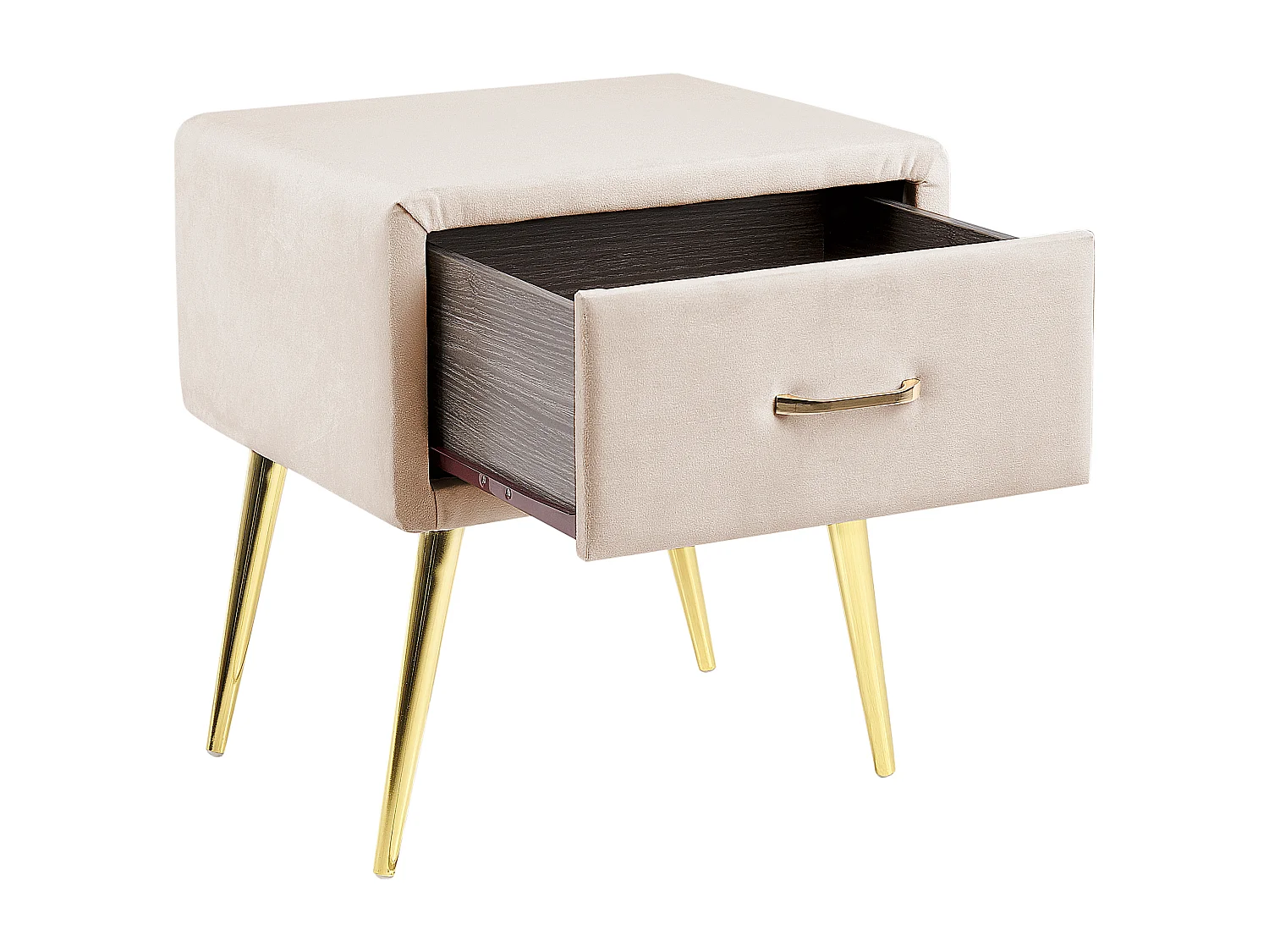 Nachtkastje met 1 lade FLAYAT Fluweel Lichtbeige