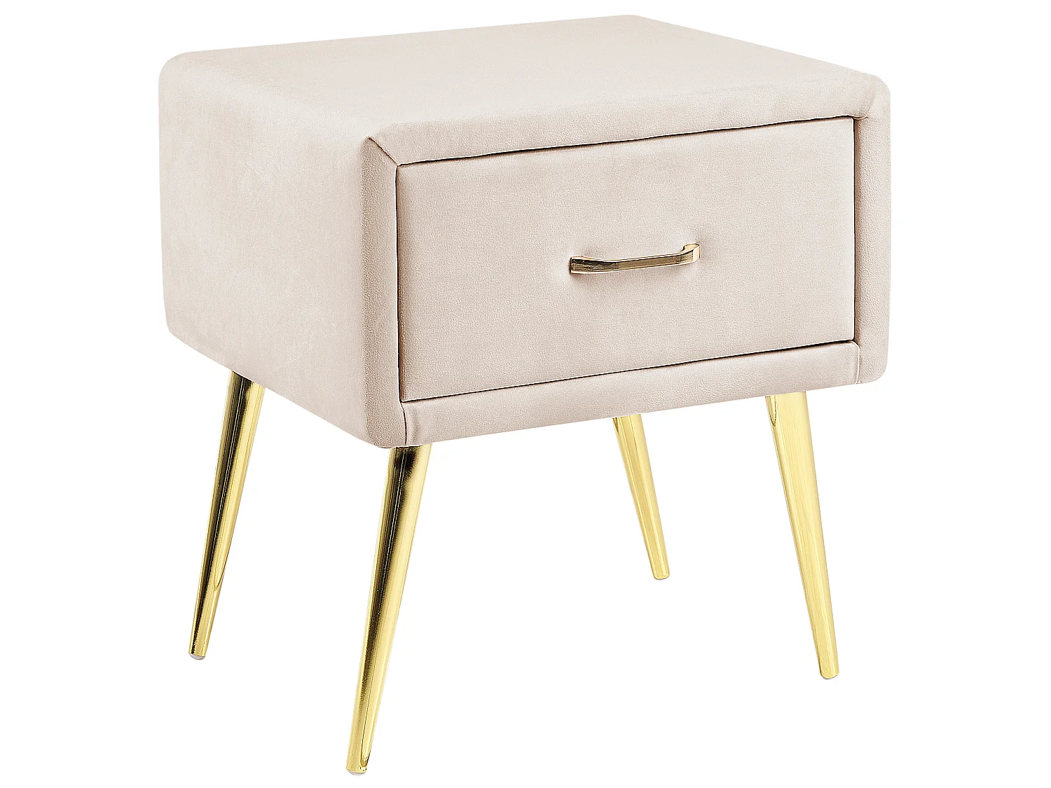 1 Drawer Bedside Table FLAYAT Velvet Light Beige