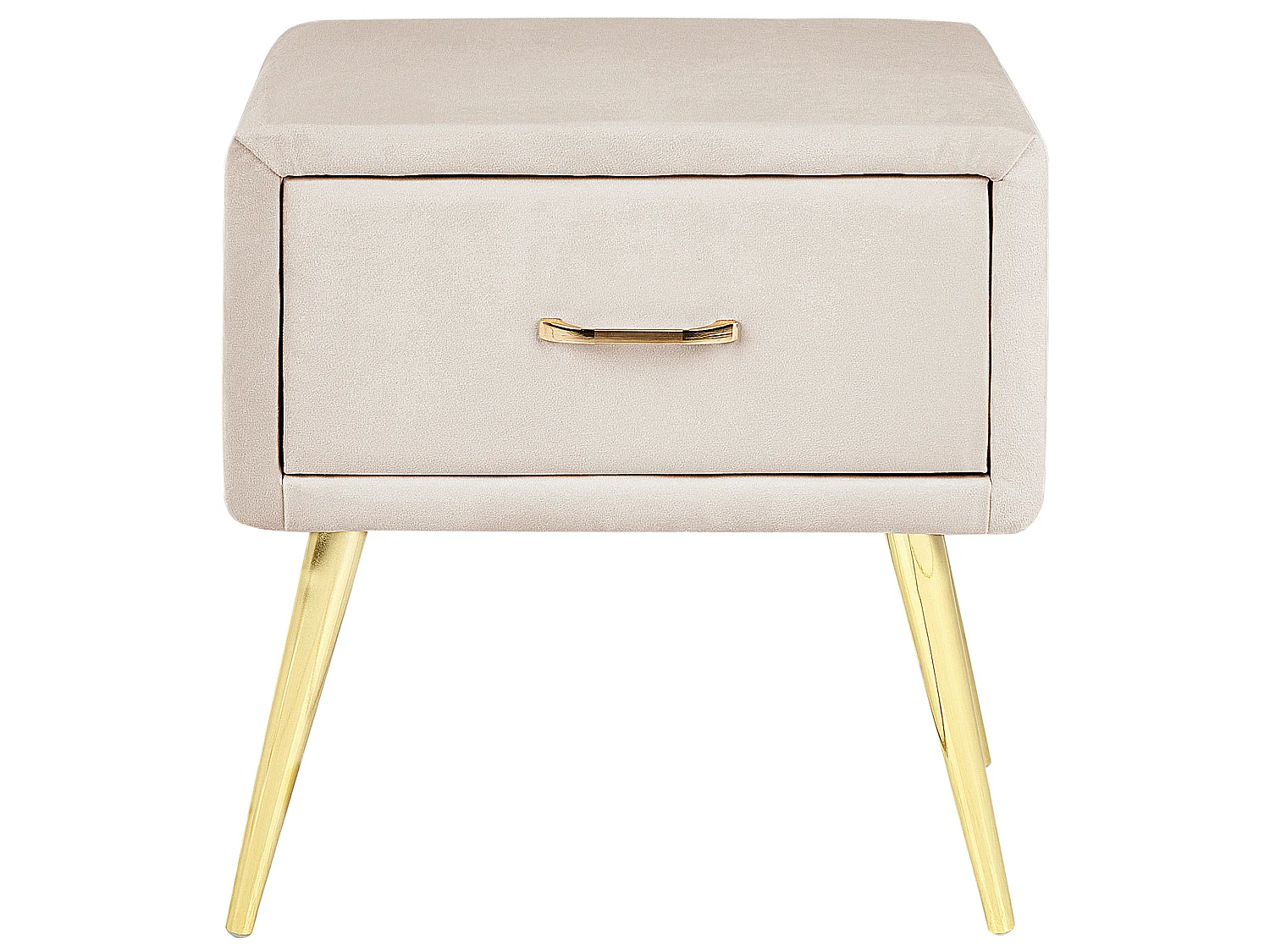 1 Drawer Bedside Table FLAYAT Velvet Light Beige