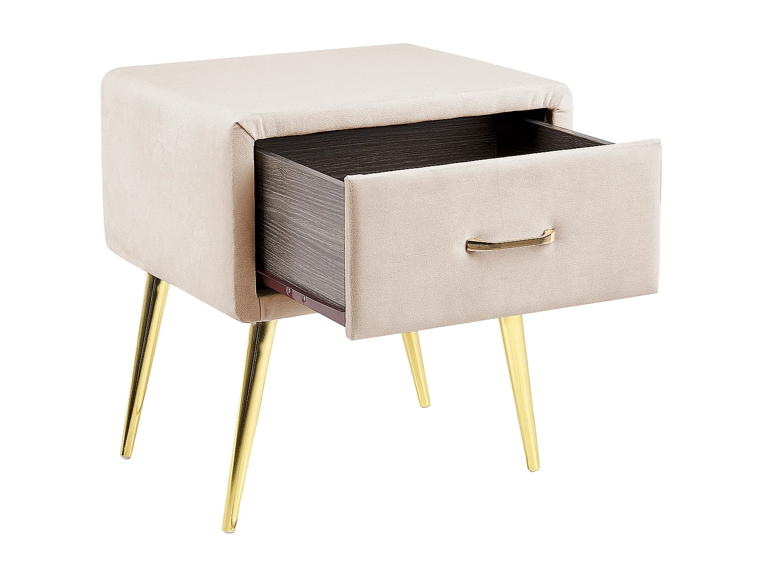 1 Drawer Bedside Table FLAYAT Velvet Light Beige