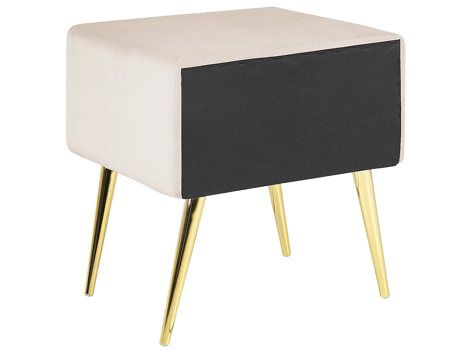 1 Drawer Bedside Table FLAYAT Velvet Light Beige