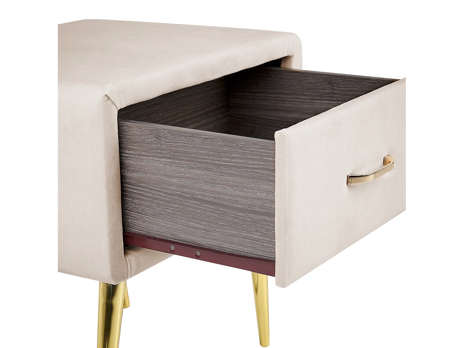 1 Drawer Bedside Table FLAYAT Velvet Light Beige