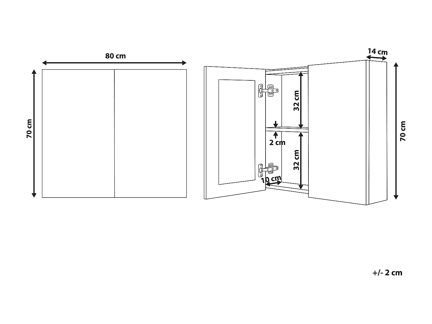Armoire de toilette murale NAVARRA 80 cm 70 cm Noir