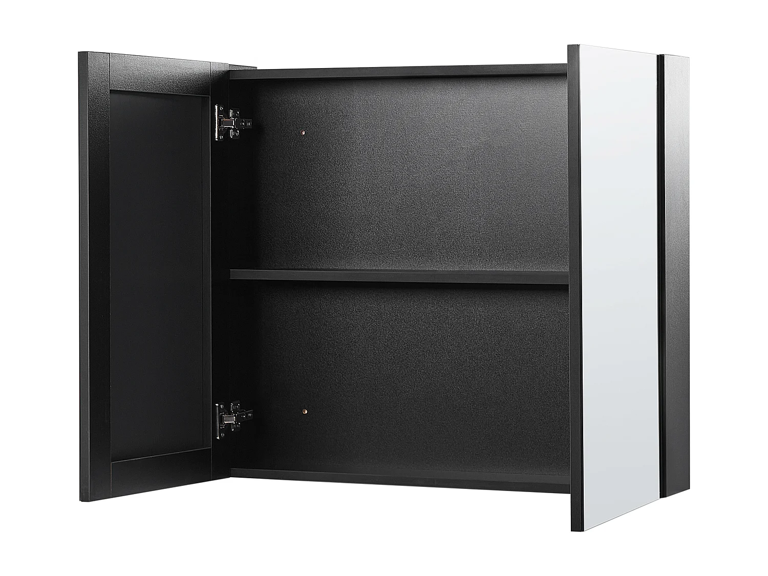 Moderner Bad Spiegelschrank schwarz rechteckig 80x70 cm 1 türig Navarra