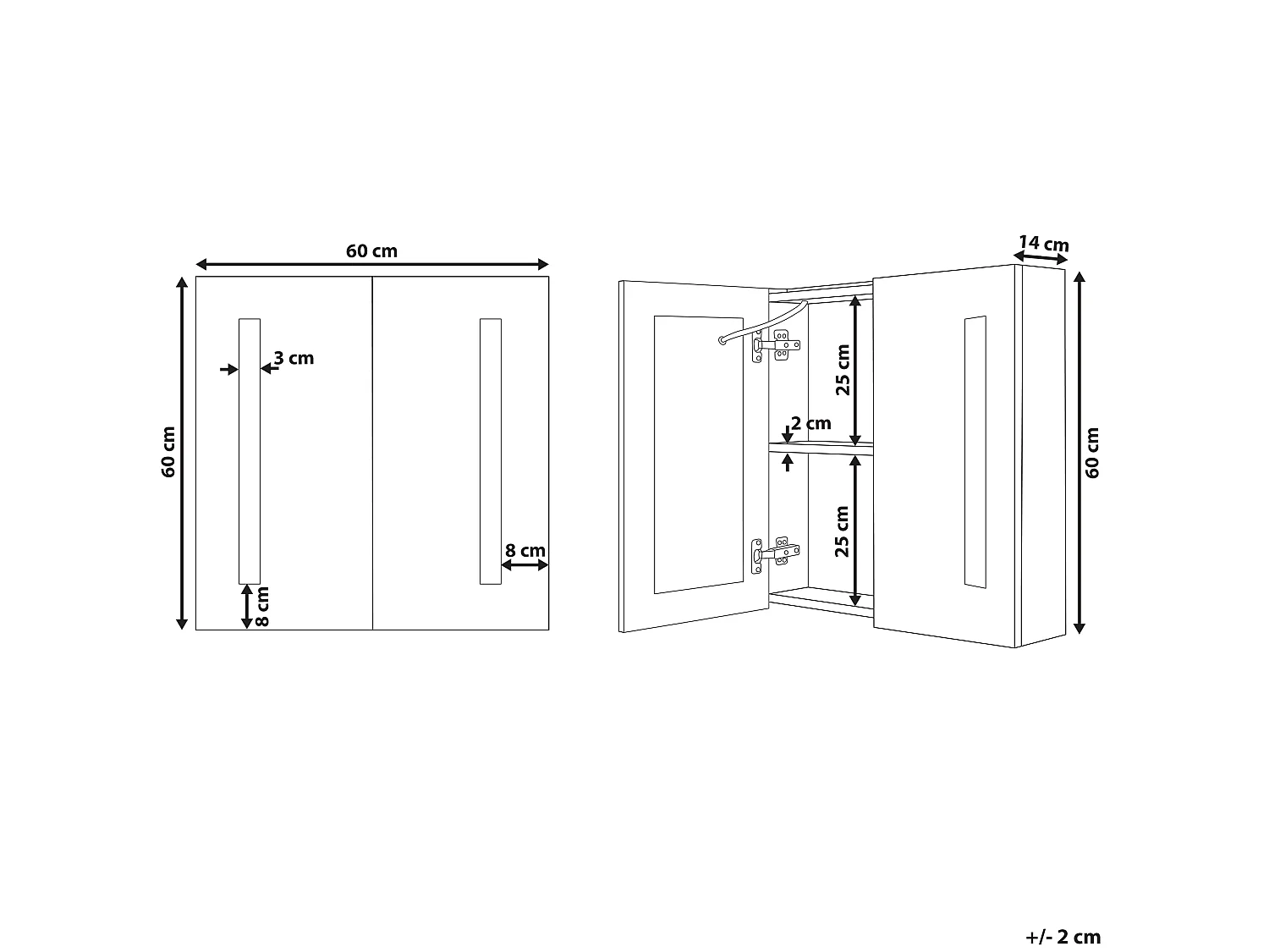 Bad-Spiegelschrank LED CHABUNCO 60 cm 60 cm Schwarz