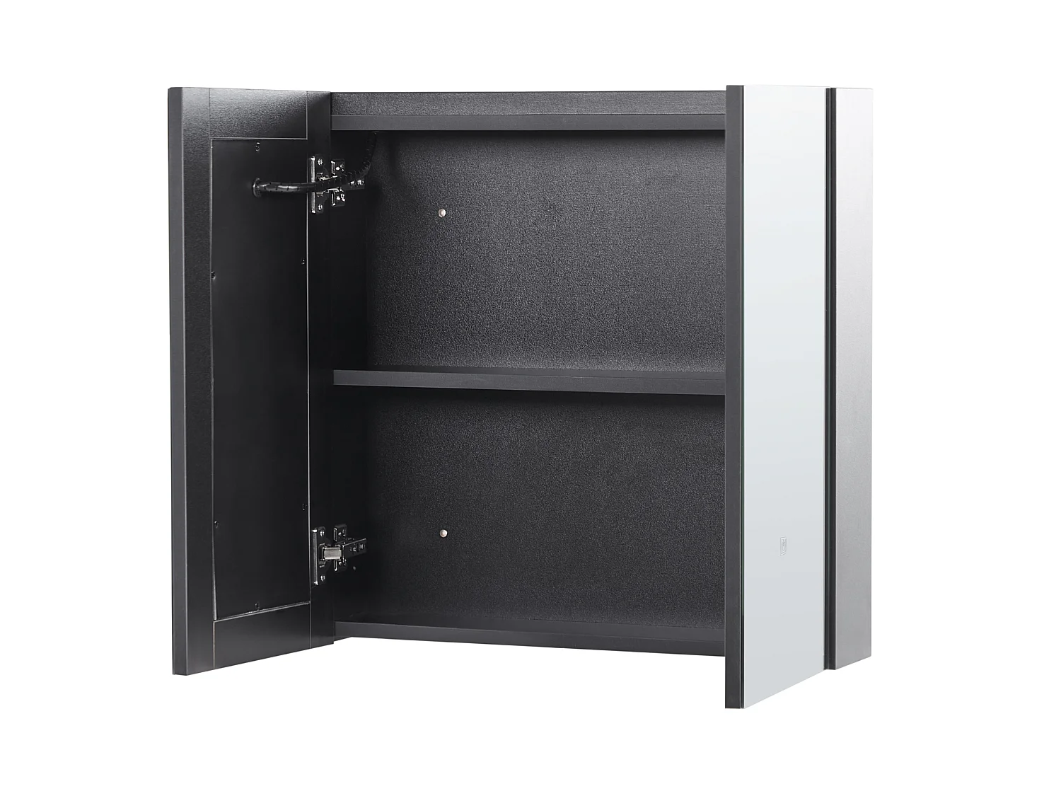 Bad-Spiegelschrank LED CHABUNCO 60 cm 60 cm Schwarz