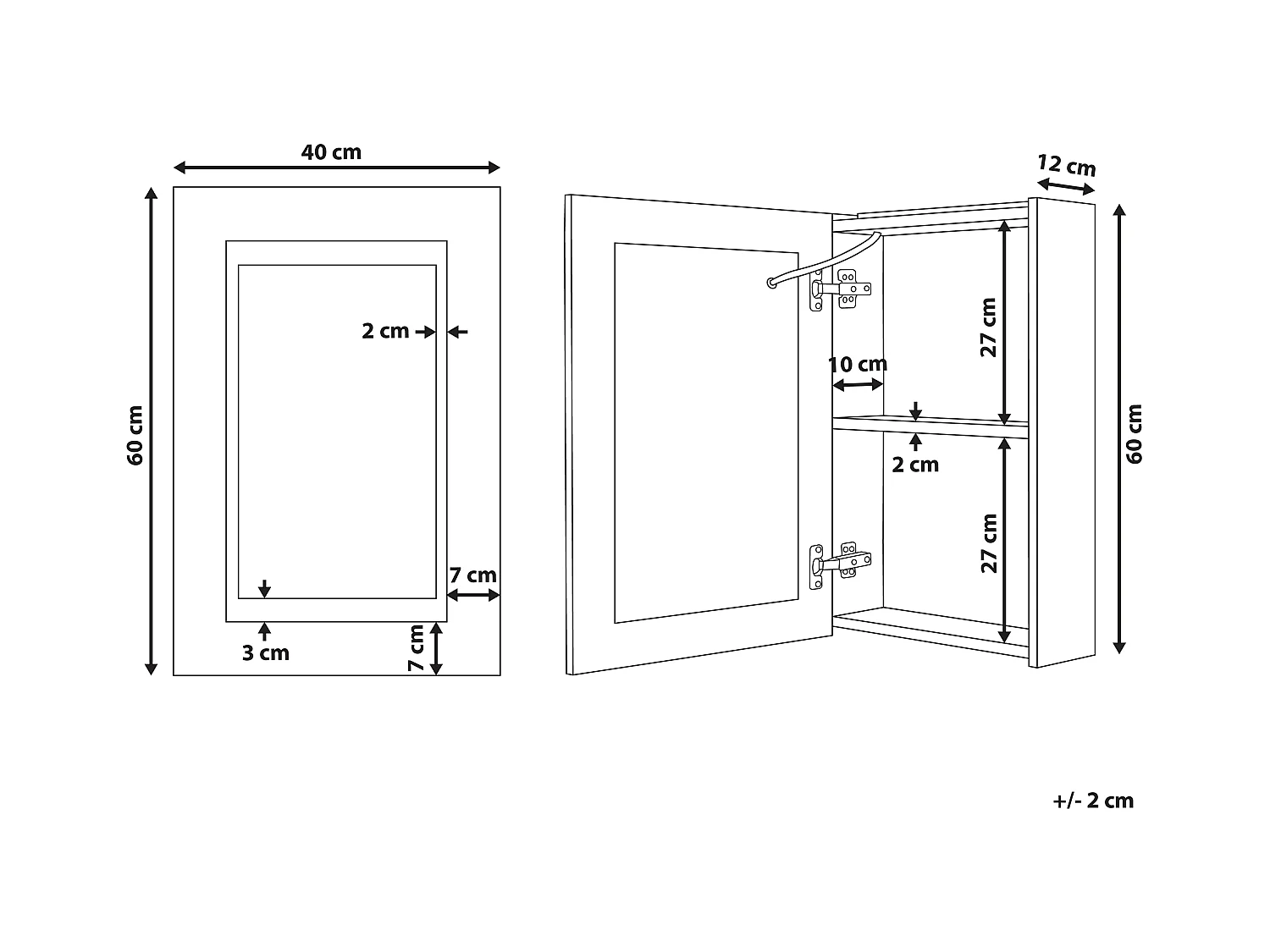 Bad-Spiegelschrank LED MALASPINA 40 cm 60 cm Schwarz