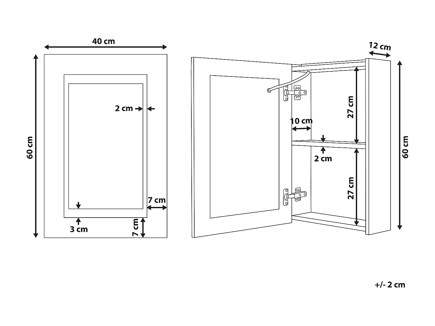 Armoire de toilette murale LED MALASPINA 40 cm 60 cm Noir