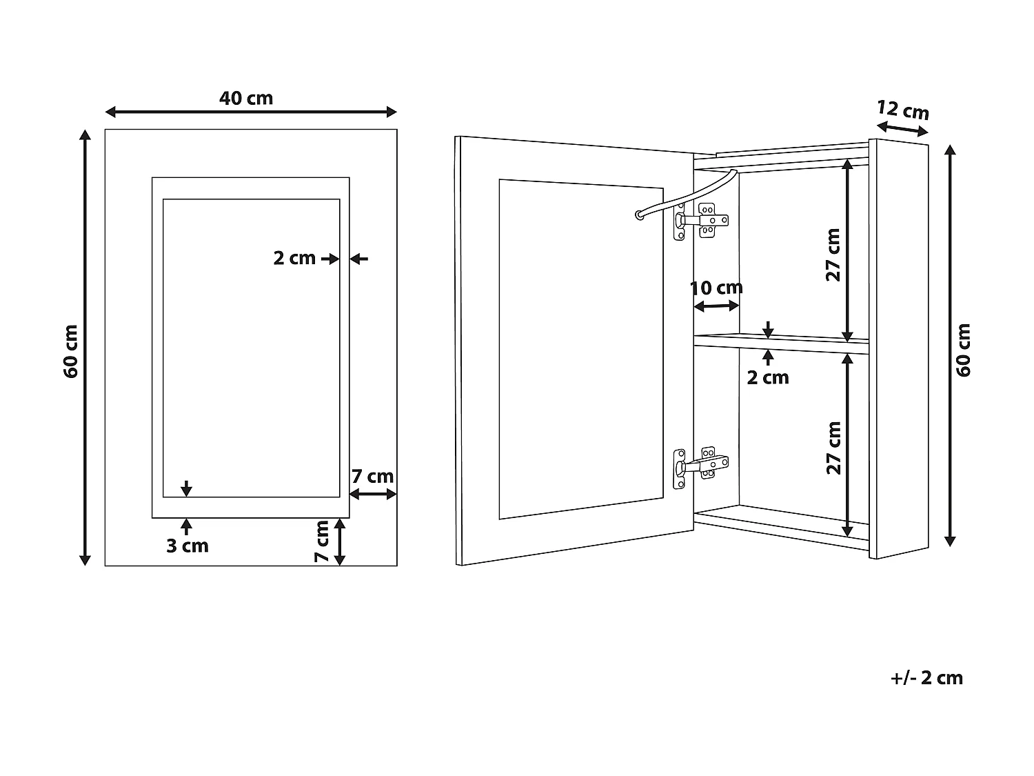 Szafka wisząca łazienkowa z lustrem LED MALASPINA 40 cm 60 cm Czarny