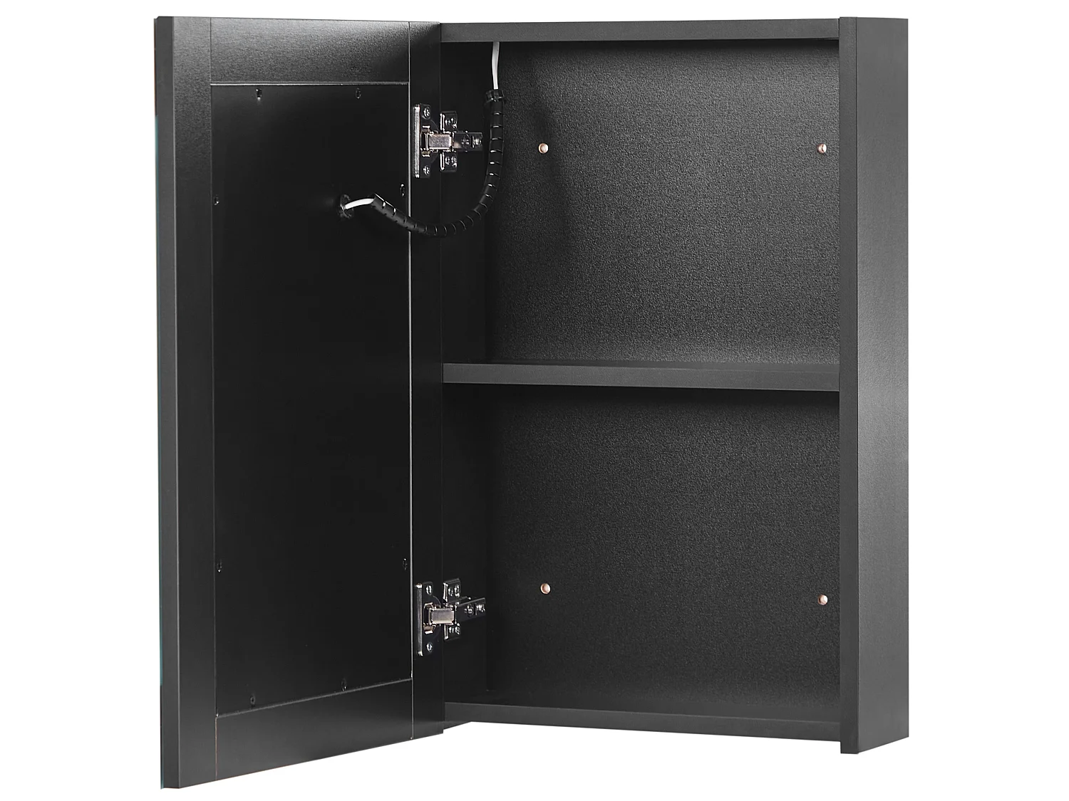 Badkamer wandkast met spiegel LED MALASPINA 40 cm 60 cm Zwart