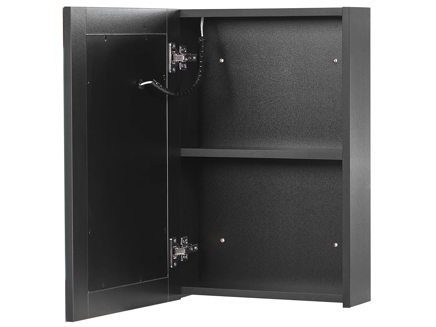 Badkamer wandkast met spiegel LED MALASPINA 40 cm 60 cm Zwart