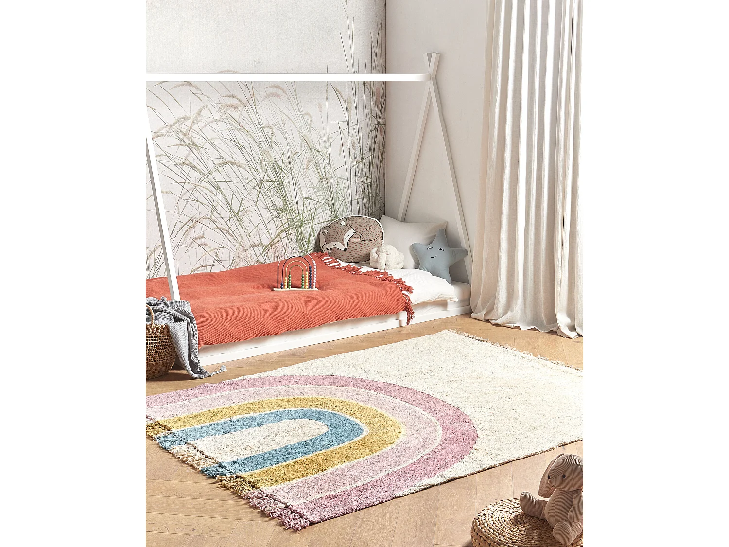 Tappeto cotone beige e multicolore 140 x 200 cm TATARLI