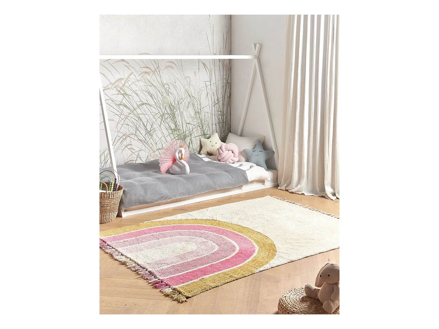 Vloerkleed katoen beige/roze 140 x 200 cm TATARLI