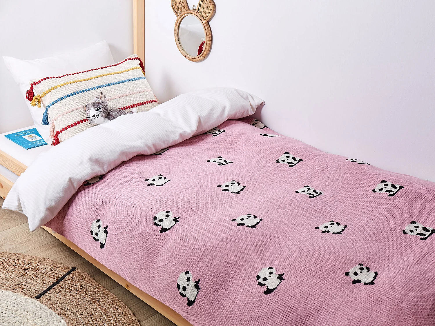 Kinderdecke Baumwolle Pandas Motiv Decke 130 x 170 cm Rosa Talokan