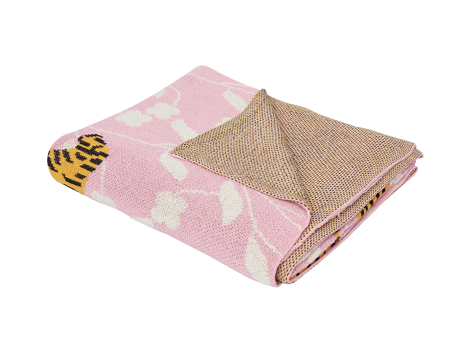 Kinderdecke aus Baumwolle mit Tigermotiv 130 x 170 cm Rosa Nerai