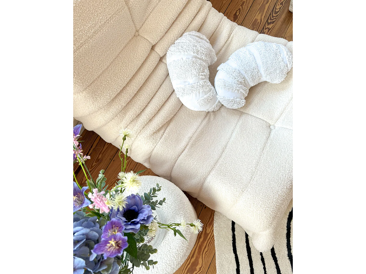 Dekokissen Croissant-Form Baumwolle weiss 40 x 25 cm 2er Set SNOWDROP